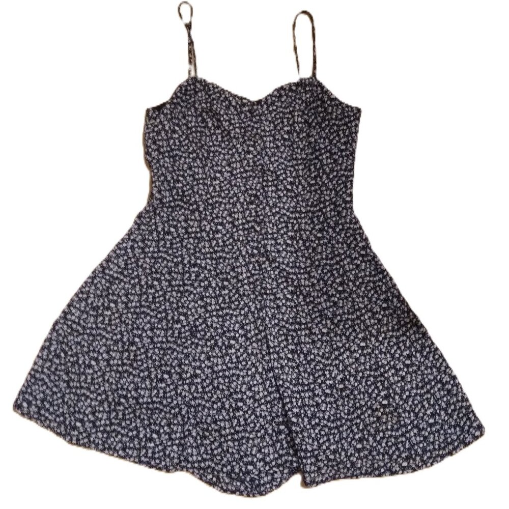 Black & White Floral Skort Dress/Romper - Vintage 1990s - Picture 2 of 4